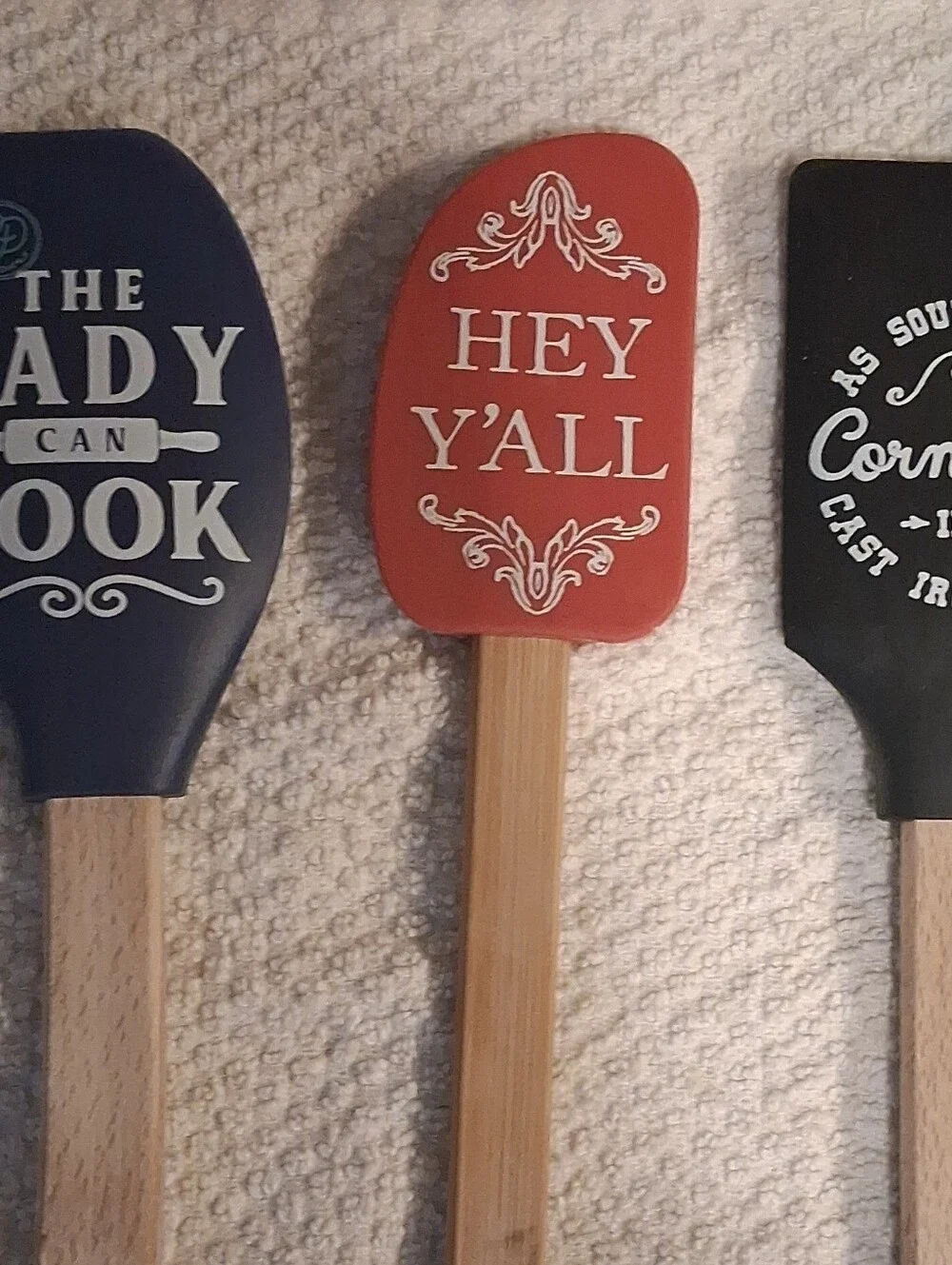 Hey Y'all Red Silicone Spatula with Bamboo Handle